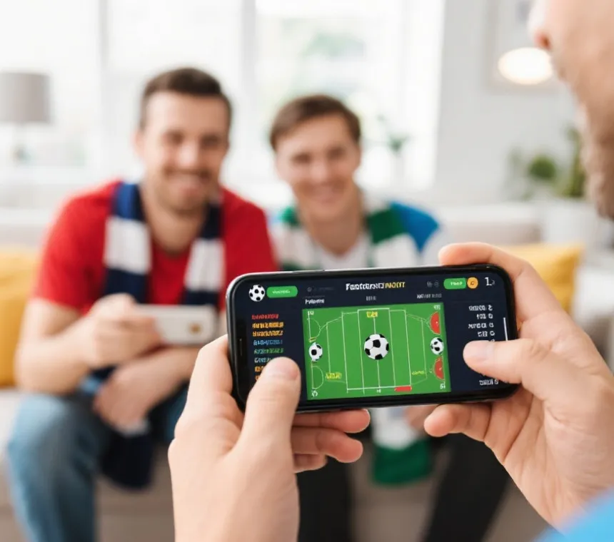 球迷使用手机参与世界杯互动功能