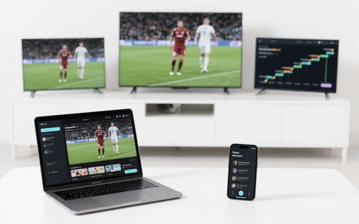 手机、电脑、电视三屏联动的观赛方案示意